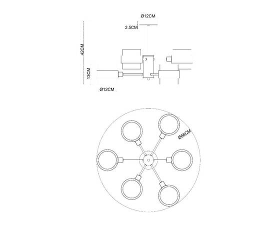 Люстра на штанге Arte Lamp Carlo A8205SP-6BK, изображение 3