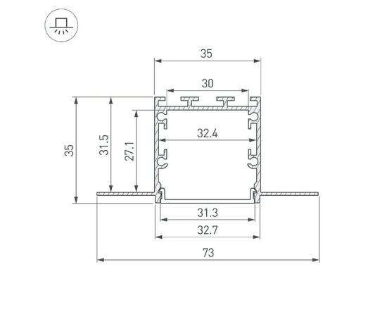 Алюминиевый профиль Arlight LINIA32-FANTOM-2000 ANOD 049950, изображение 3