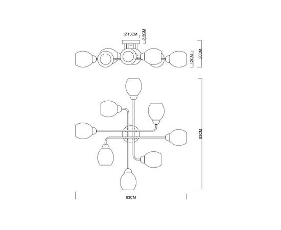 Потолочная люстра Arte Lamp Andrea A8141PL-8BK, изображение 3