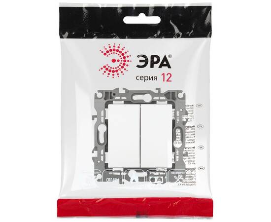 Выключатель двухклавишный Эра 12-1104-01М Б0065701, изображение 4