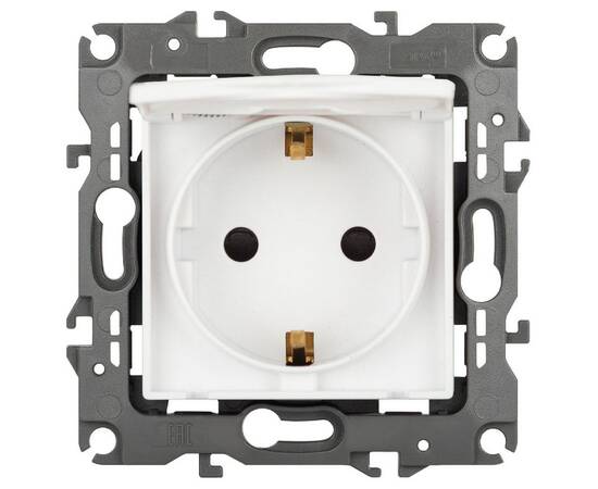 Розетка одноместная со шторками и крышкой Эра 12-2103-01М Б0065675