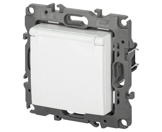 Розетка одноместная со шторками и крышкой Эра 12-2103-01М Б0065675, изображение 2