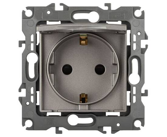 Розетка одноместная со шторками и крышкой Эра 12-2103-16 Б0065722