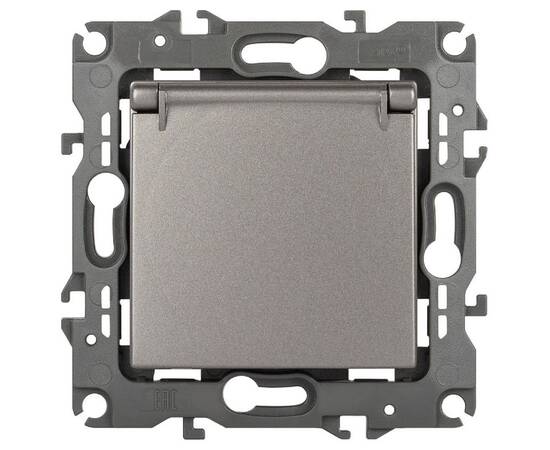 Розетка одноместная со шторками и крышкой Эра 12-2103-16 Б0065722, изображение 2