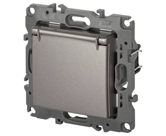 Розетка одноместная со шторками и крышкой Эра 12-2103-16 Б0065722, изображение 3