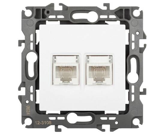 Розетка компьютерная двойная RJ45 Эра 12-3108-01М Б0065686