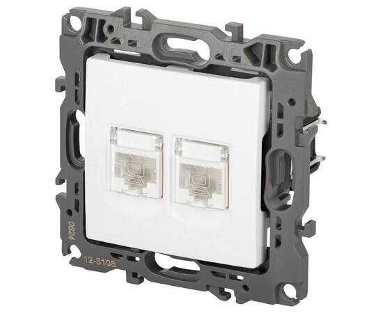 Розетка компьютерная двойная RJ45 Эра 12-3108-01М Б0065686, изображение 2