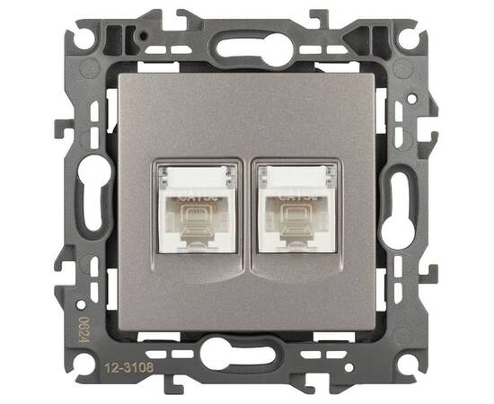 Розетка компьютерная двойная RJ45 Эра 12-3108-16 Б0065665