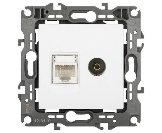 Розетка комбинированная RJ45+TV Эра 12-3110-01М Б0065691