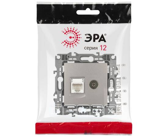 Розетка комбинированная RJ45+TV Эра 12-3110-16 Б0065646, изображение 4