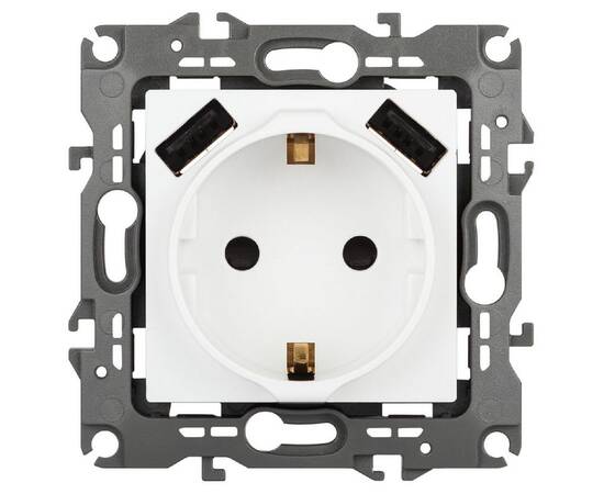 Розетка со шторами и 2 USB Эра 12-4109-01М Б0065728