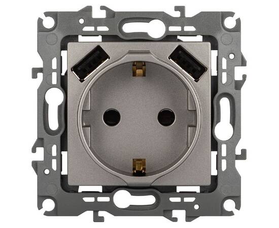 Розетка со шторами и 2 USB Эра 12-4109-16 Б0065729