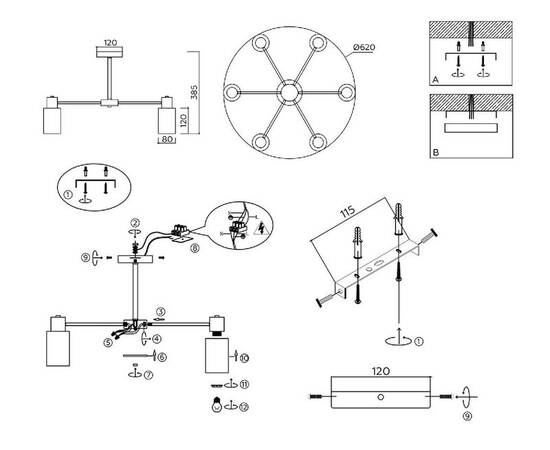 Люстра на штанге Ambrella Light Traditional Modern TR9572, изображение 7