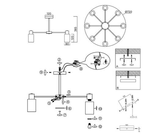 Люстра на штанге Ambrella Light Traditional Modern TR9575, изображение 7