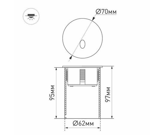 Встраиваемый светодиодный светильник Arlight LT-Gap-R70-3W Warm3000 025737, изображение 4