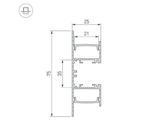 Алюминиевый профиль Arlight WALL-2575-DUAL-2000 ANOD BLACK 052332, изображение 3
