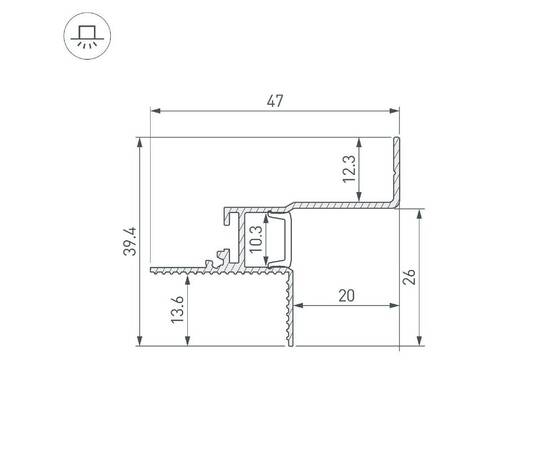 Алюминиевый профиль Arlight СEIL-S12-SHADOW-20-SIDE-3000 WHITE 052241, изображение 3