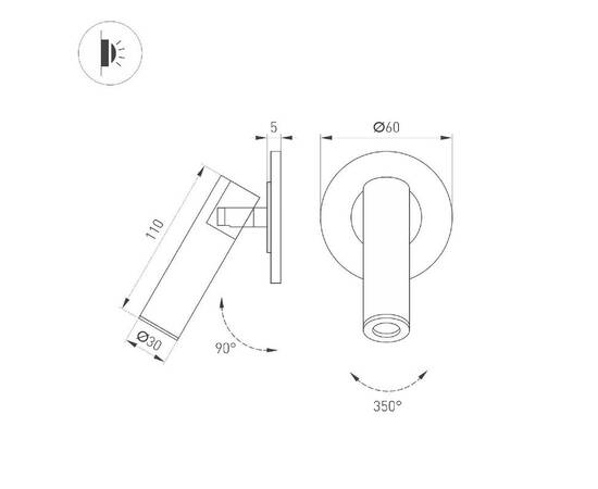 Спот Arlight SP-READER-NB-R60-3W Warm2700 (BK, 20 deg, 230V) 053092, изображение 2