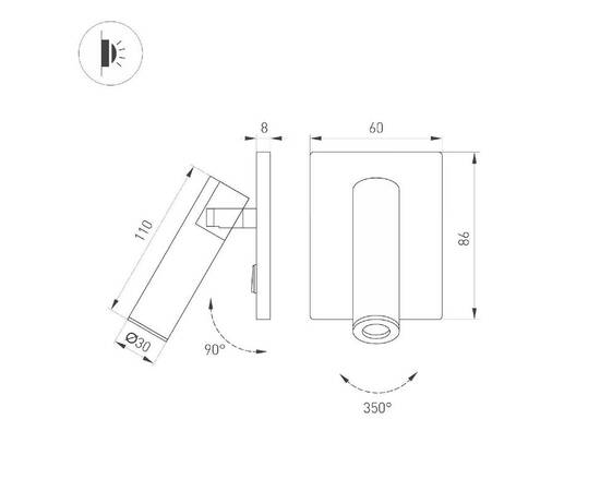 Спот Arlight SP-READER-S60x86-3W Warm2700 (WH, 20 deg, 230V) 052940, изображение 2