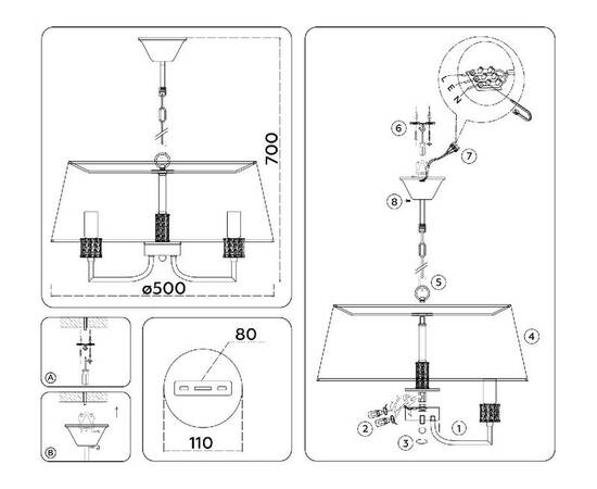 Подвесная люстра Ambrella Light High Light Classic LH71211, изображение 6