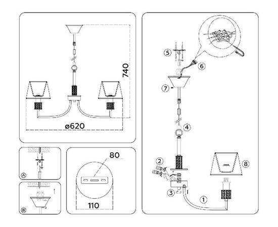 Подвесная люстра Ambrella Light High Light Classic LH71214, изображение 6