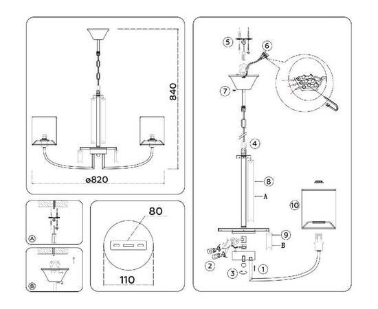 Подвесная люстра Ambrella Light High Light Classic LH71273, изображение 6
