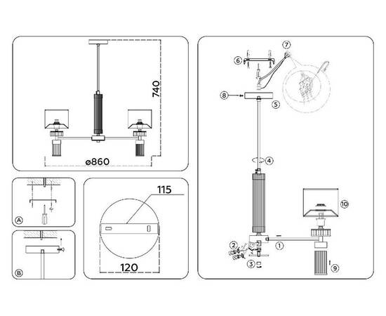 Люстра на штанге Ambrella Light High Light Classic LH71303, изображение 5