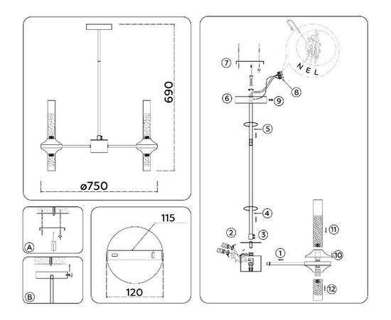 Люстра на штанге Ambrella Light High Light Modern LH55360, изображение 6