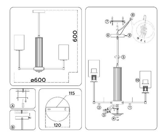 Люстра на штанге Ambrella Light High Light Modern LH56211, изображение 6