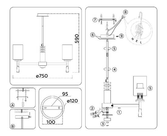 Люстра на штанге Ambrella Light High Light Modern LH56253, изображение 5