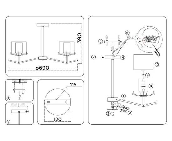 Люстра на штанге Ambrella Light High Light Modern LH57001, изображение 5