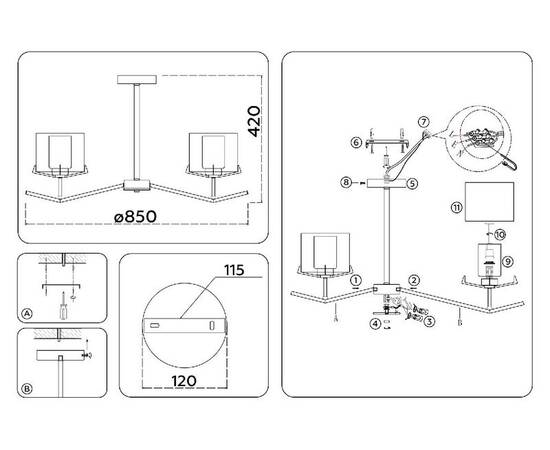 Люстра на штанге Ambrella Light High Light Modern LH57002, изображение 5