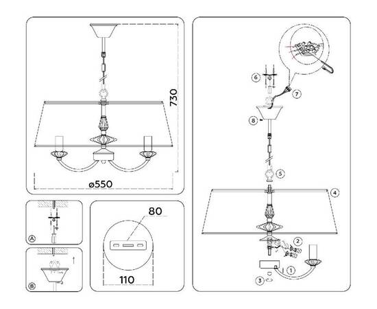 Подвесная люстра Ambrella Light High Light Ceramo Classic LH75021, изображение 7