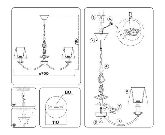 Подвесная люстра Ambrella Light High Light Ceramo Classic LH75024, изображение 7