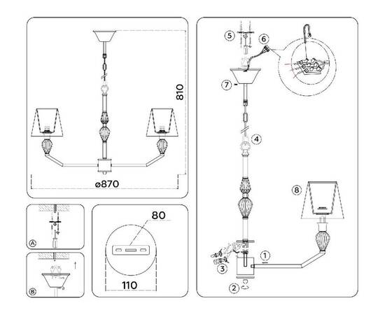 Подвесная люстра Ambrella Light High Light Ceramo Classic LH75063, изображение 7