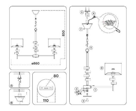 Подвесная люстра Ambrella Light High Light Classic LH71332, изображение 6
