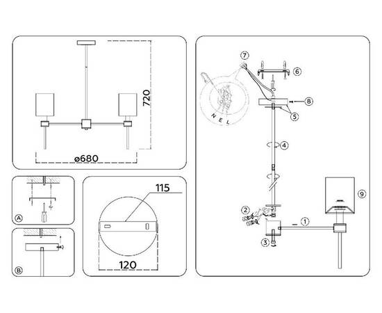 Люстра на штанге Ambrella Light High Light Classic LH72371, изображение 5
