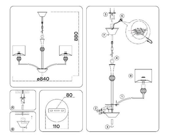 Подвесная люстра Ambrella Light High Light Classic LH71123, изображение 7
