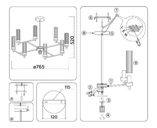 Люстра на штанге Ambrella Light High Light Modern LH55152, изображение 4