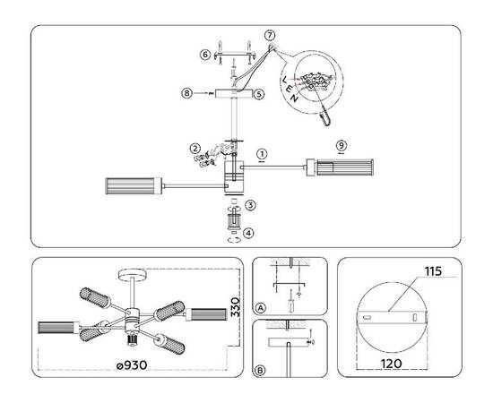 Люстра на штанге Ambrella Light High Light Modern LH55162, изображение 7