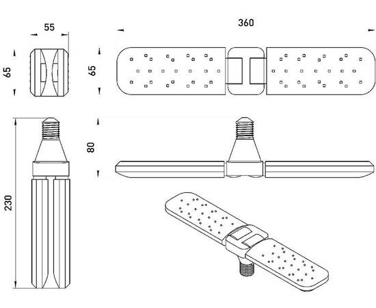 Фитолампа для растений красно-синего спектра Эра ФИТО-20W-PL-E27-GR Б0064517, изображение 11