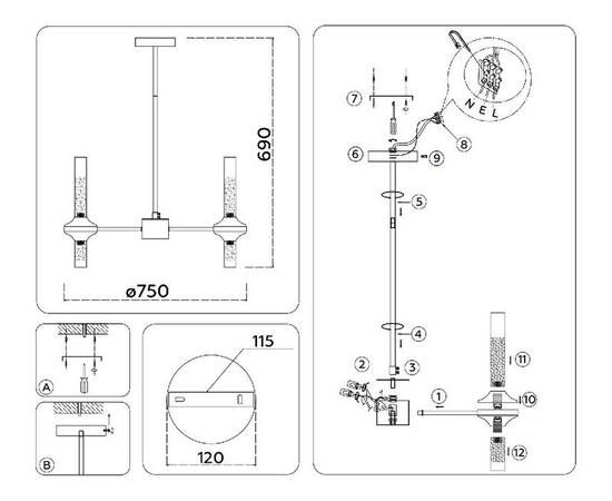Люстра на штанге Ambrella Light High Light Modern LH55353, изображение 6