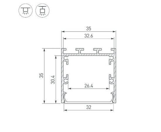 Алюминиевый профиль Arlight LINE-M-3535-2500 BLACK 053424, изображение 3