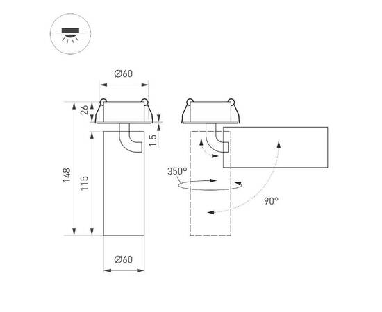 Встраиваемый спот Arlight SP-GABI-BUILT-FLAP-R60-12W Warm3000 052359, изображение 3