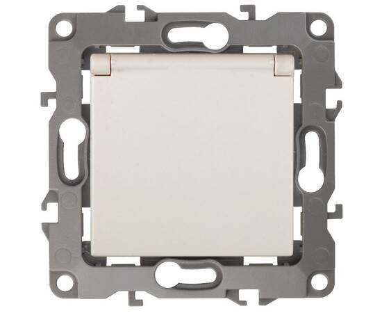 Розетка 2P+E Schuko со шторками с крышкой Эра 12-2103-02 Б0014694