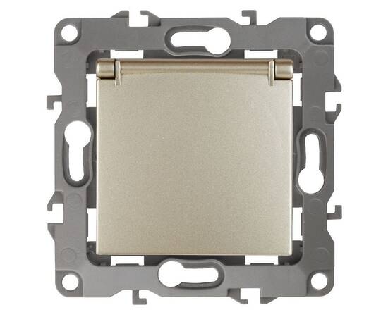 Розетка 2P+E Schuko со шторками с крышкой Эра 12-2103-04 Б0014696