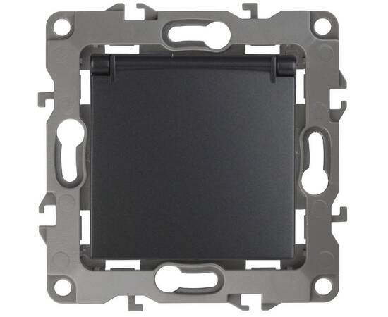 Розетка 2P+E Schuko со шторками с крышкой Эра 12-2103-05 Б0014697