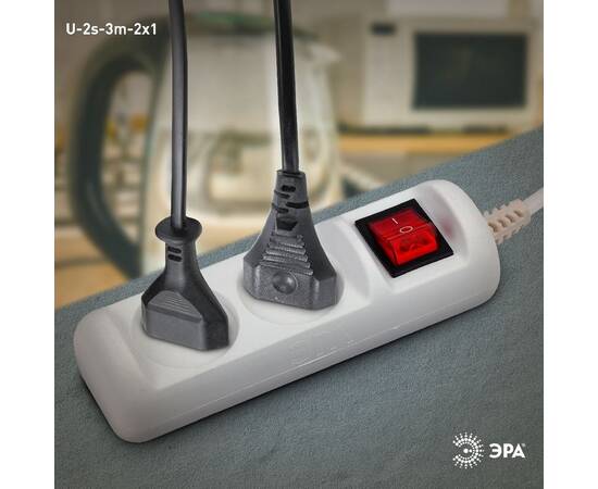 Удлинитель электрический Эра U-2s-3m-2x1 Б0044047, изображение 2