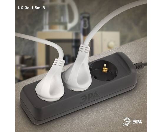 Удлинитель электрический Эра UX-3e-1,5m-B Б0057721, изображение 3