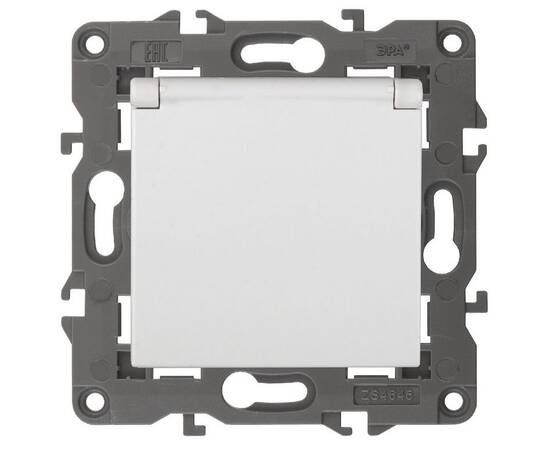 Розетка 2P+E Schuko со шторками с крышкой Эра 14-2103-01 Б0034278